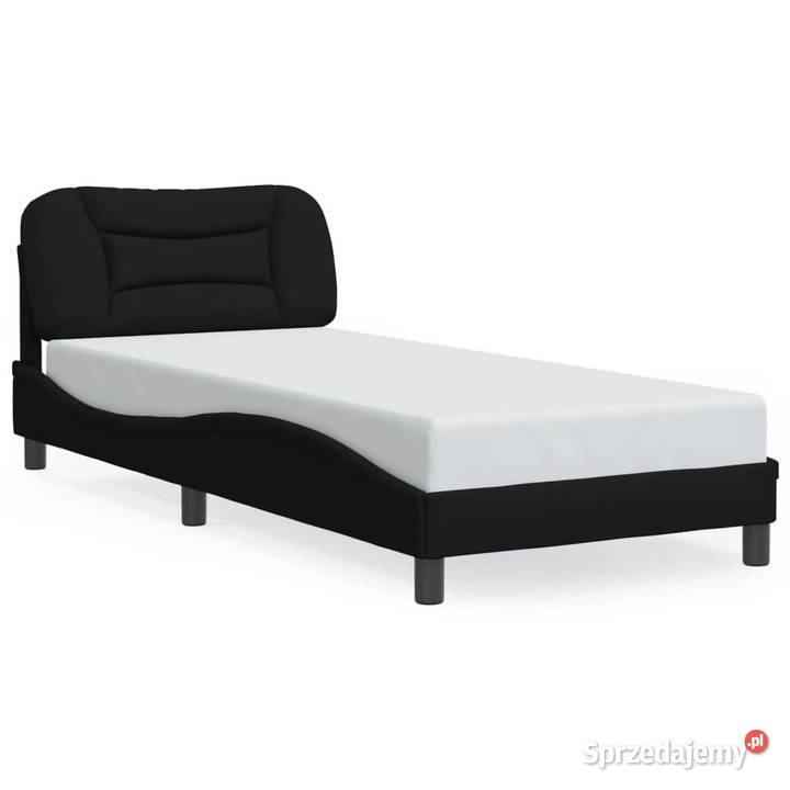 Rama łóżka z oświetleniem LED czarna tkanina 74cm