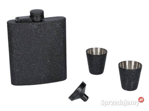 Zestaw Upominkowy Czarna Piersiówka 7 OZ z Dwoma Ostrowy nad Okszą