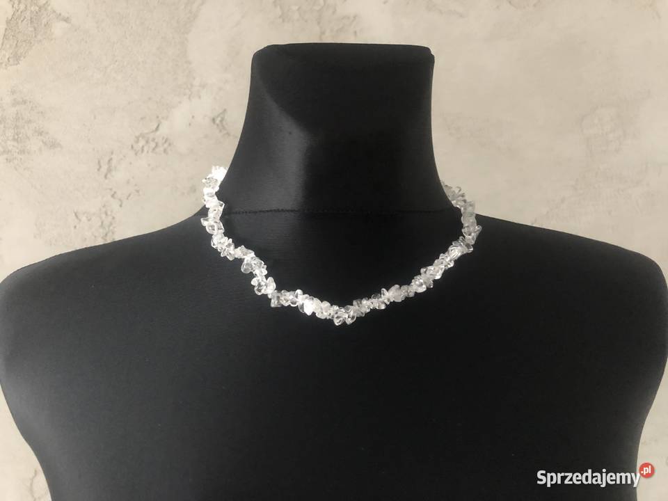 NOWE Korale koraliki kamienie białe srebrne Łódź