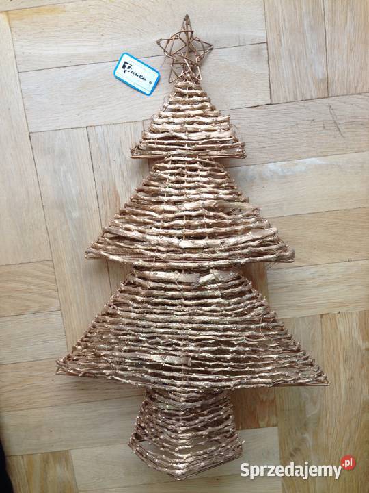 Choinka metalowadruciana pozłacana