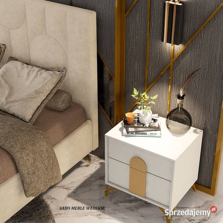 Nowoczesna włoska szafka nocna Gracja białozłota podkarpackie Przemyśl