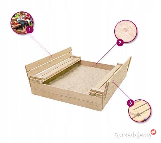 Piaskownica składana z ławkami zamykana 120X120 Bielsk Podlaski