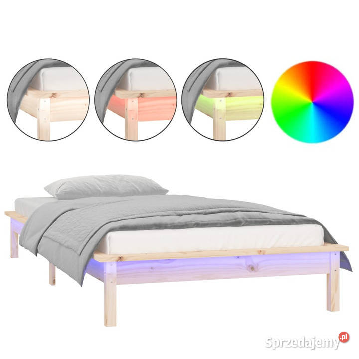 Rama łóżka z LED pojedyncza lite drewno 90x190 Warszawa sprzedam