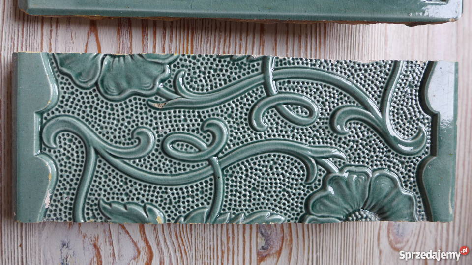 F8 Kolekcja 4 stare ceramiczne dekory kafle