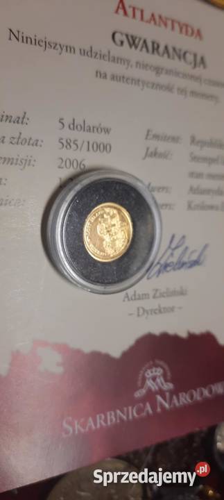 Fidżi 5 dolarów 2006 Atlantyda ZŁOTO K234 Warszawa