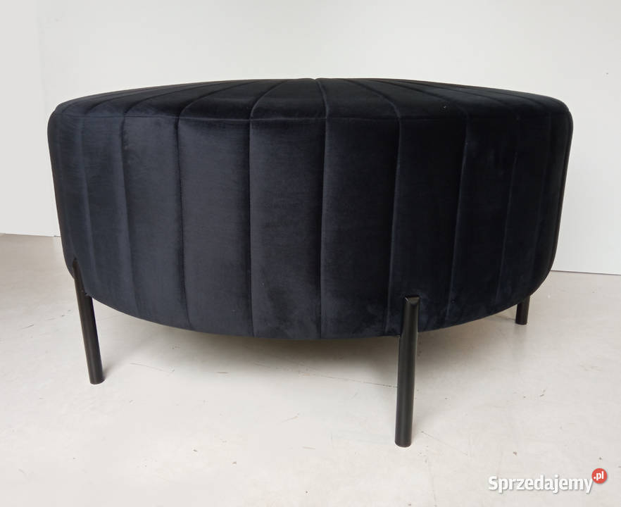Ławka pufa okrągła welurowa czarna Fotele i pufy Poznań sprzedam