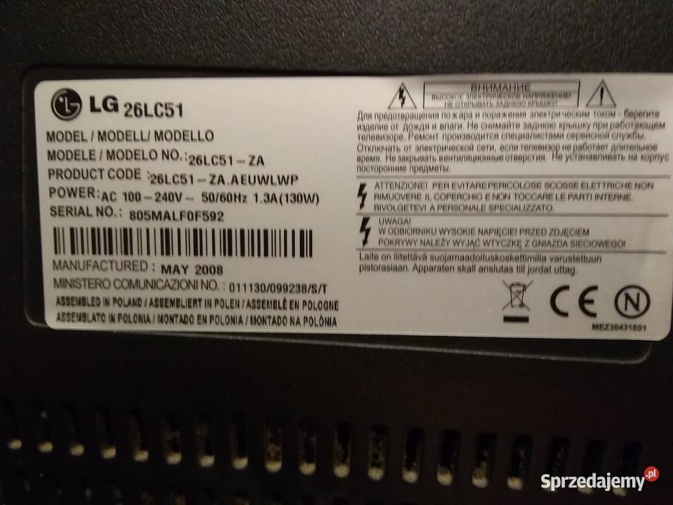 Telewizor LCD LG 26 26LC51 stereo na części Warszawa