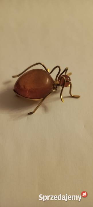 Broszka Bursztyn Pająk vintage