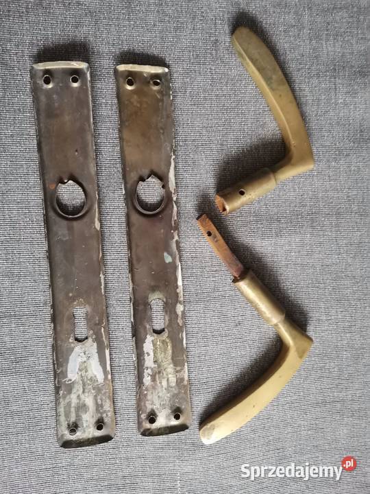 Stara przedwojenna mosiężna klamka szyldy Katowice