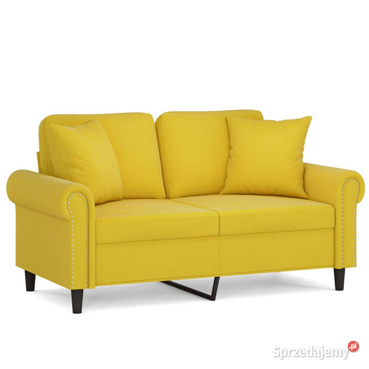2osobowa sofa z poduszkami żółta 120 aksamit Warszawa