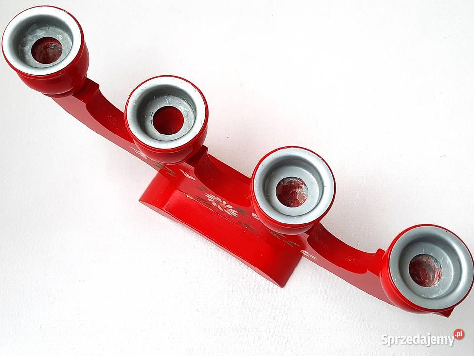 DUŻY stary drewniany świecznik Szwecja Łódź