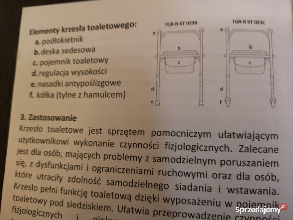 Krzesło toaletowe na kółkach Timago dolnośląskie Wrocław