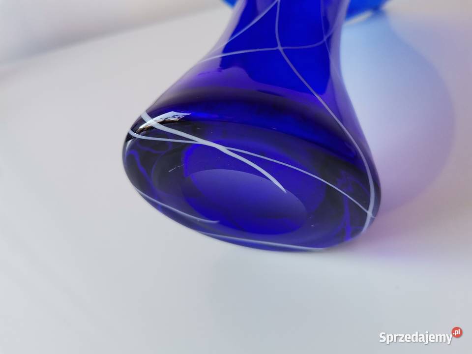 Stary niebieski wazon Kalia w oplocie szkło Katowice sprzedam