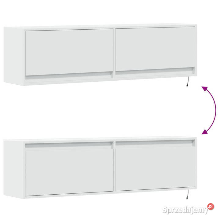 Ścienna szafka TV z LED biała 140x31x38 WM852369 mazowieckie Warszawa