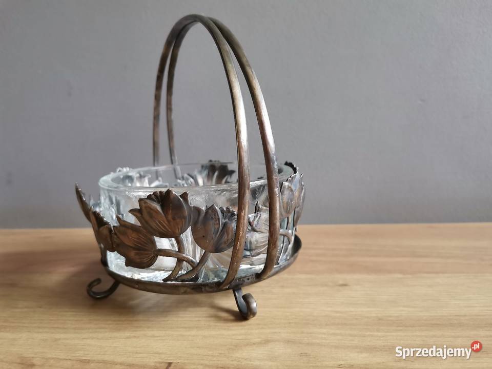 Stara posrebrzana cukiernica cukierniczka plater