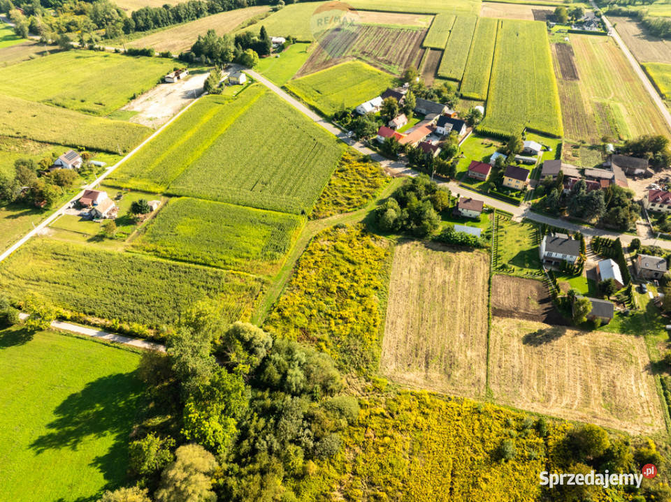 Płaska prostokątna działka 33 do Krakowa asfalt Sprzedaż Książnice Wielkie sprzedam