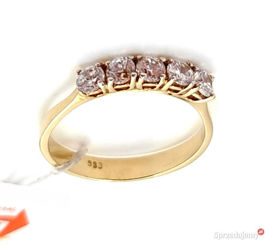 Pierścionek r17 Złoty pr333 korona z kamieniami Poznań