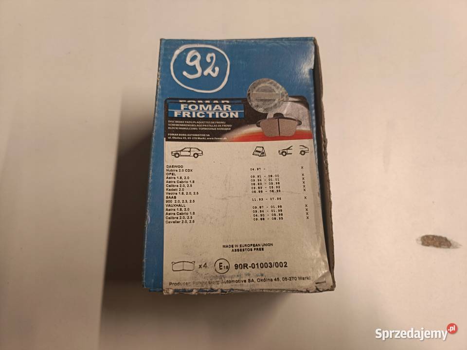 Opel Astra F Vectra A TYLNE KLOCKI HAMULCOWE tył lubelskie Rudka