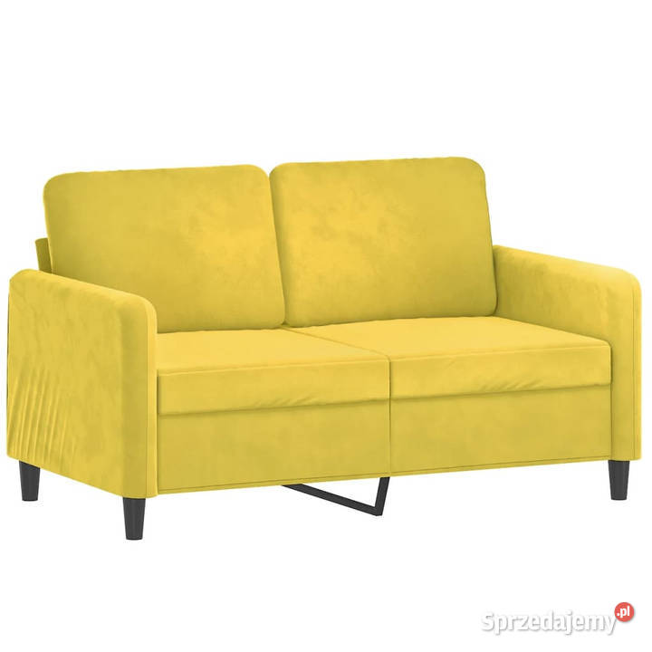 2osobowa sofa z poduszkami żółta 120 aksamit Warszawa sprzedam