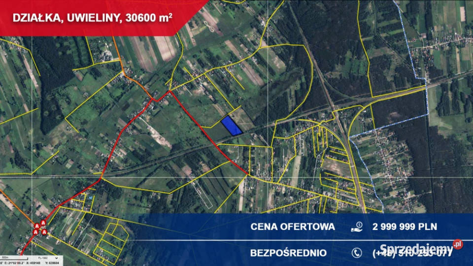 Działka budowlana 3ha Uwieliny gm Prażmów z MPZP Sprzedaż sprzedam
