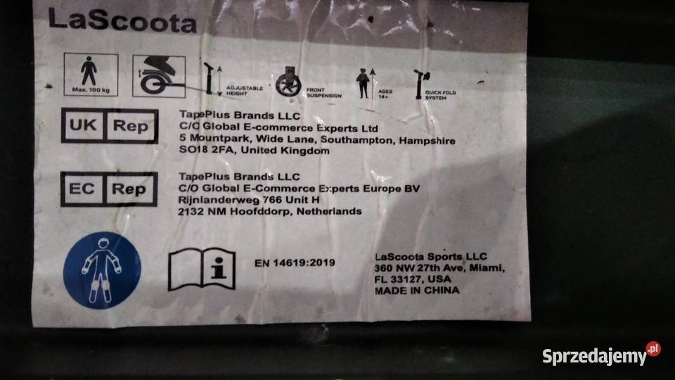 Hulajnoga LaScoota składana wielkopolskie Nowy Tomyśl