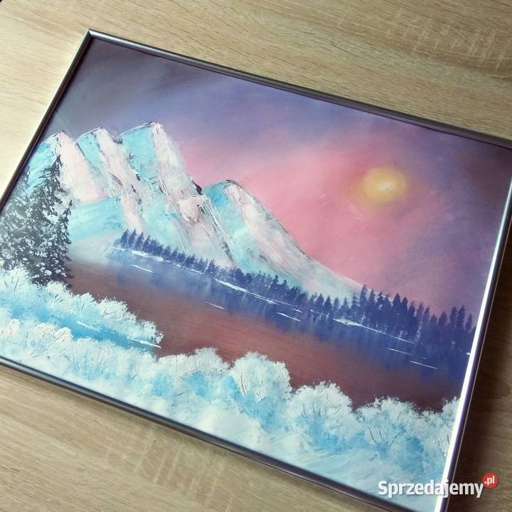 Mroźna zima: akryl na papierze oprawiony obraz na prezent