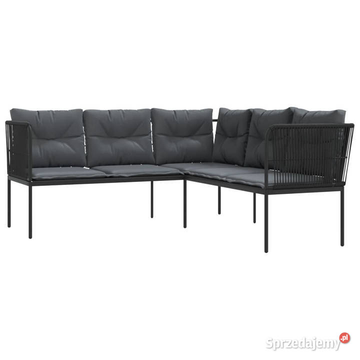 Narożna sofa ogrodowa z poduszkami czarna stal i Warszawa