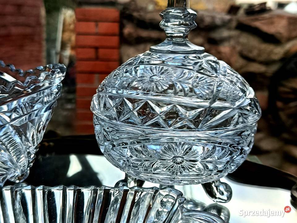 Zestaw kryształów gondola bomboniera taca Porcelana i szkło Klenica