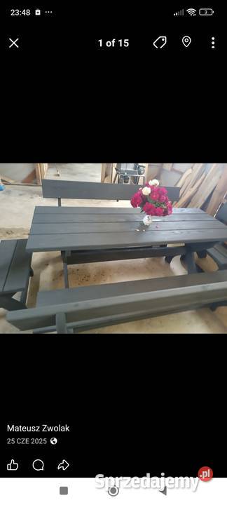 Stół ogrodowy z ławkami Mokrelipie