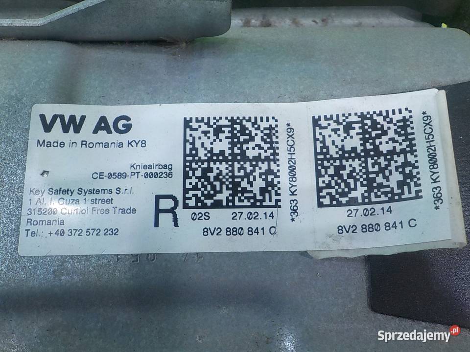 AUDI A3 8V III 14 TFSI 14r HB 5D AIRBAG poduszka