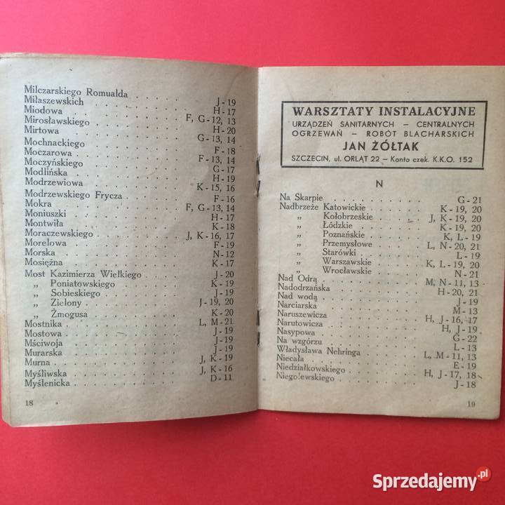 1646 Skorowidz Ulic Szczecina zachodniopomorskie Szczecin sprzedam