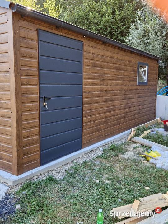 Dwuspadowy garaż blaszany 4x6 Drewnopodobny mazowieckie Siedlce
