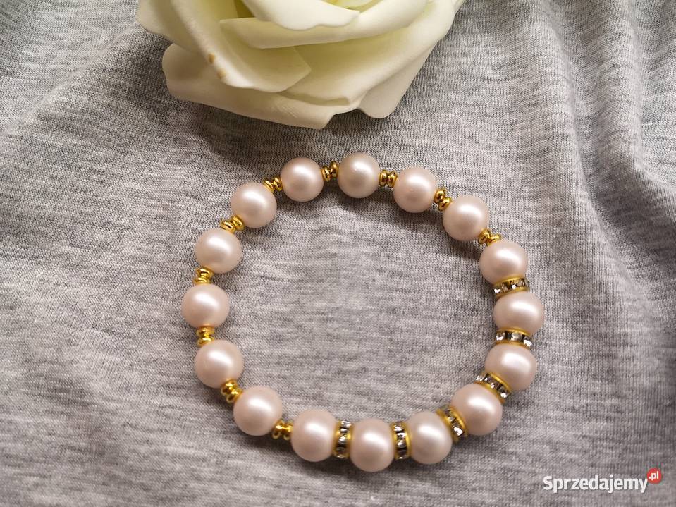 Bransoletka z perłowymi koralikami i złotymi sprzedam