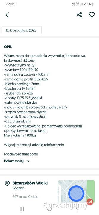 Wywrotka jednoosiowa 35t Nowa nieuszkodzony