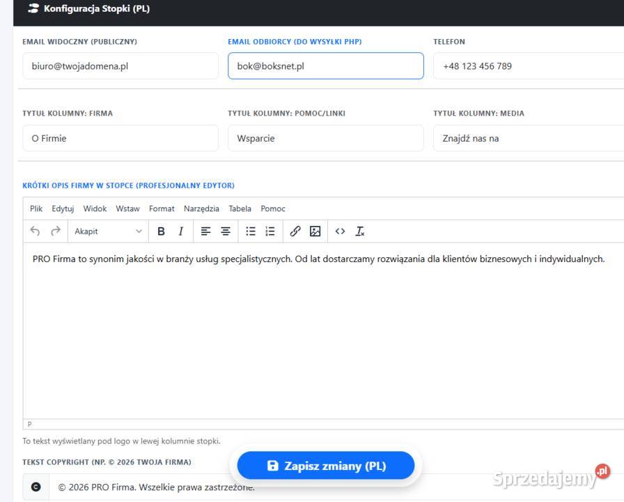 Szybki CMS Landing Page SEO Zero baz danych Tworzenie stron internetowych Łódź informatyka