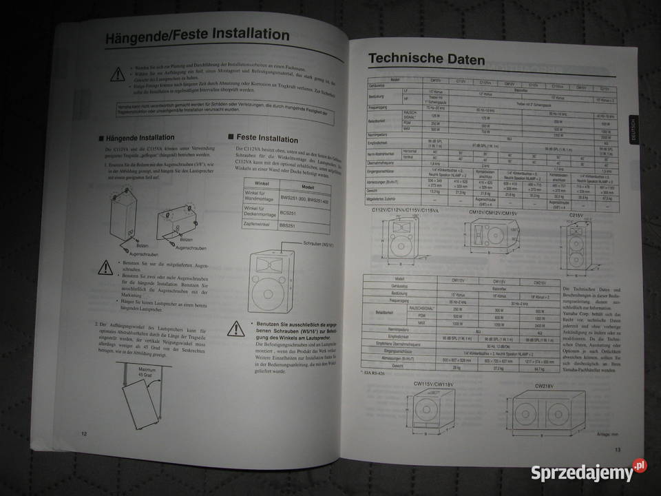 YAMAHA Owners Manual C112V C115V C215V 10V 12V Kępice sprzedam