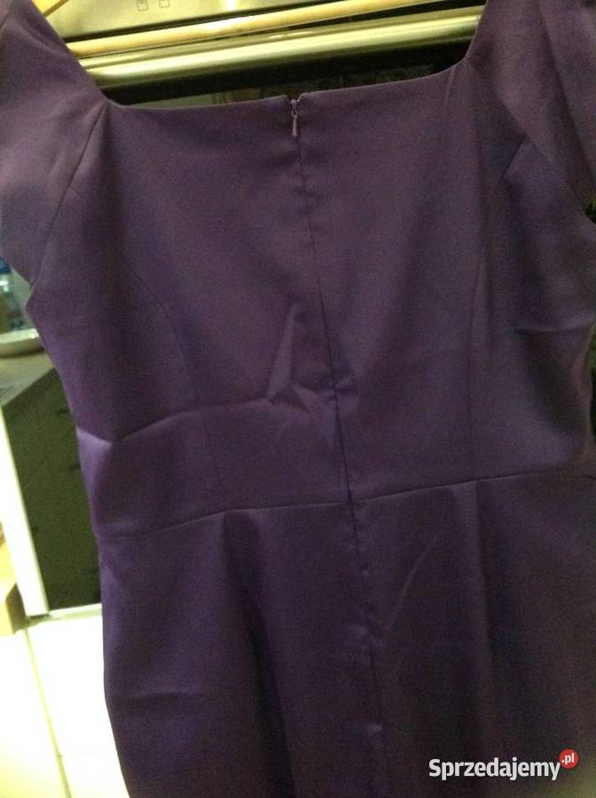 Fioletowa Atlasowa Sukienka damska L NOWA