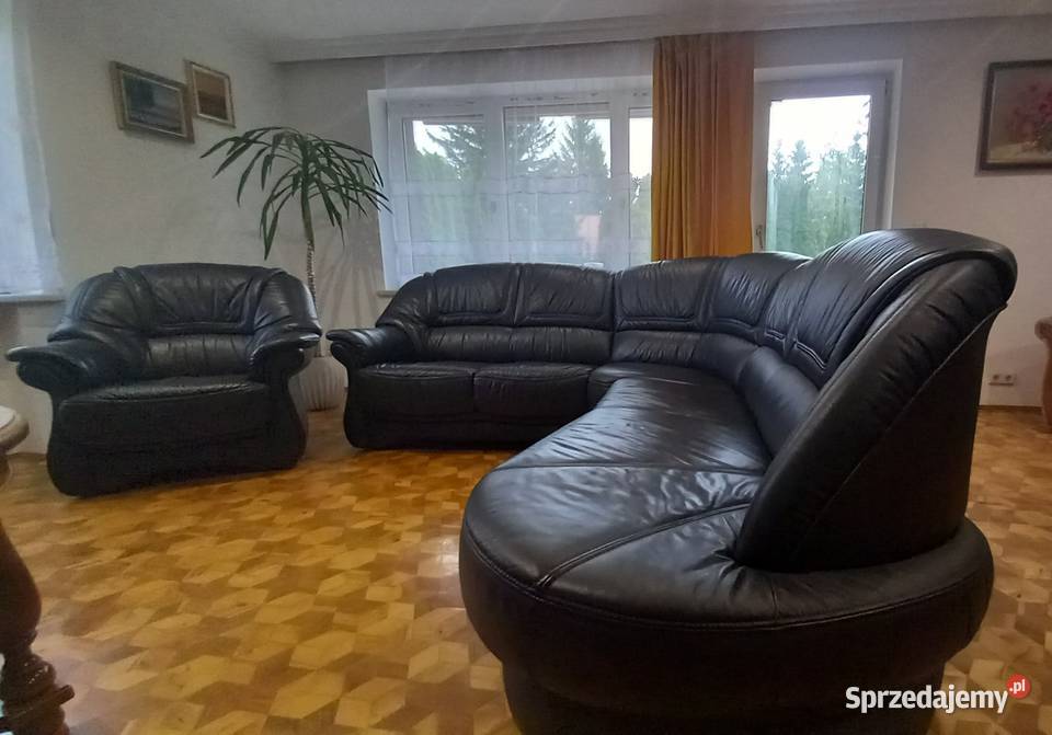 Skórzany Narożny Komplet Wypoczynkowy Komplety wypoczynkowe dolnośląskie Leśna sprzedam
