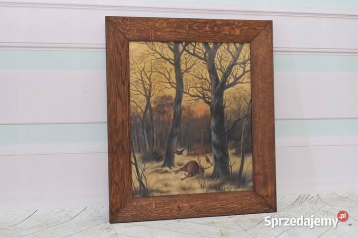 M Gierymski Upolowany Jeleń Łoś Myśliwski Obraz Dekoracje i ozdoby Kraków