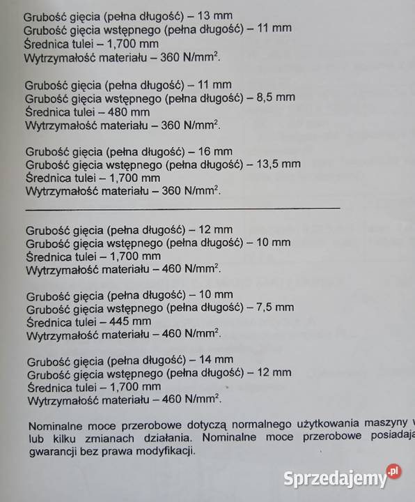 Czterowalcowa zwijarka do blach 13 mm kujawsko-pomorskie Lubicz Górny