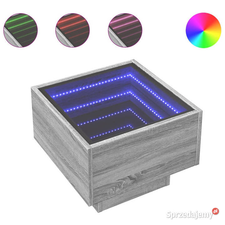 Stolik boczny z LED szary dąb sonoma 40x40x30 Stoły Warszawa
