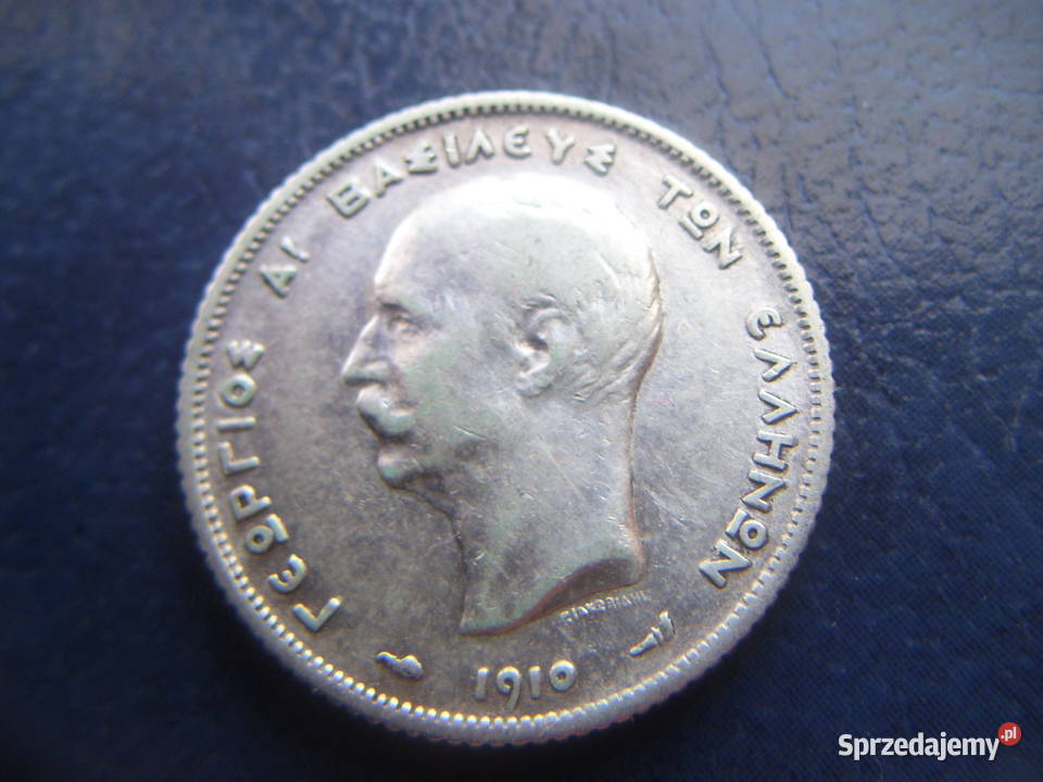 Stare monety 1 drachma 1910 Grecja srebro Lesko