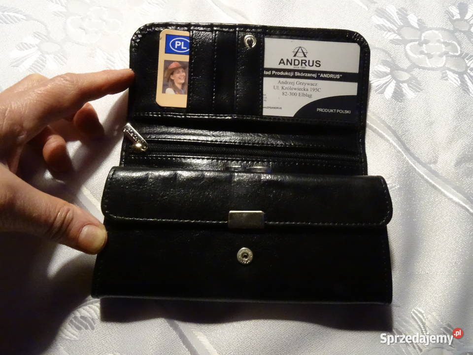 Portfel skórzany czarny solidny polskiej firmy Różan