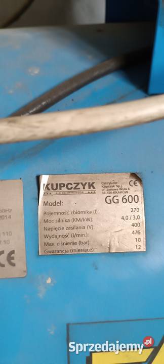 Kompresor GGA Włoski 279L 10 bar Kopanino