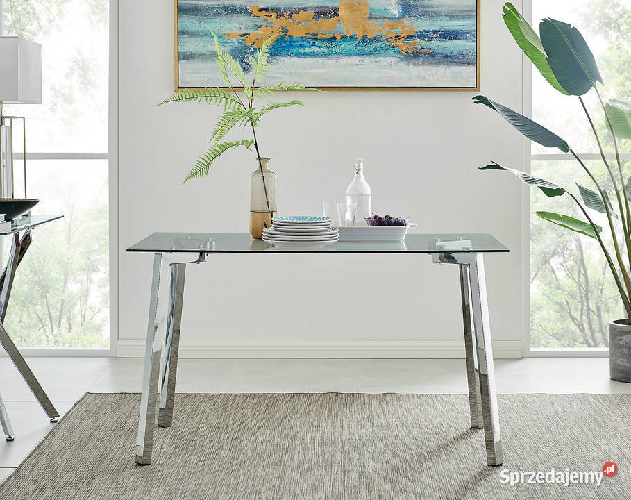 Szklany Stol 140 x 80 Transparentny 80cm Zielona Góra