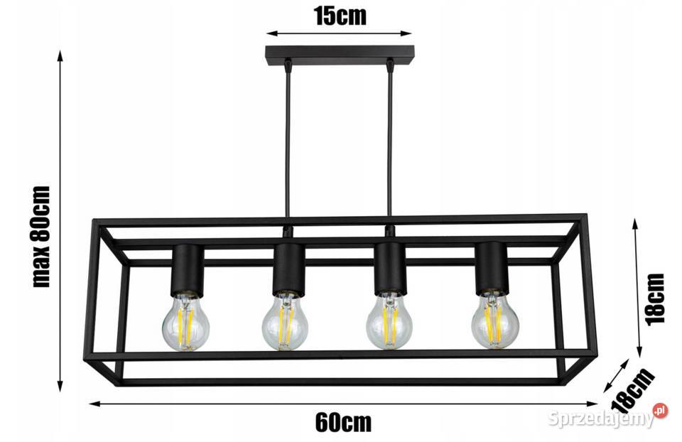 Lampa sufitowa wisząca 4xE27 LOFT EDISON czarna podlaskie Choroszcz