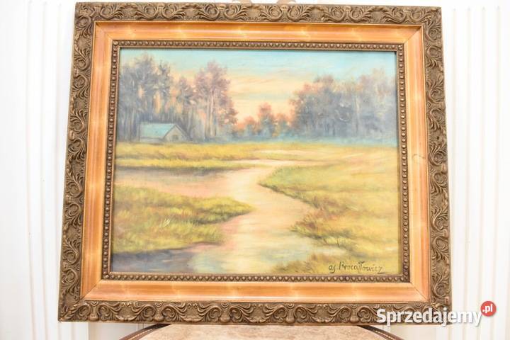 AS PROCAJŁOWICZ Pejzaż Polski Dom Rzeką w Lesie Kraków