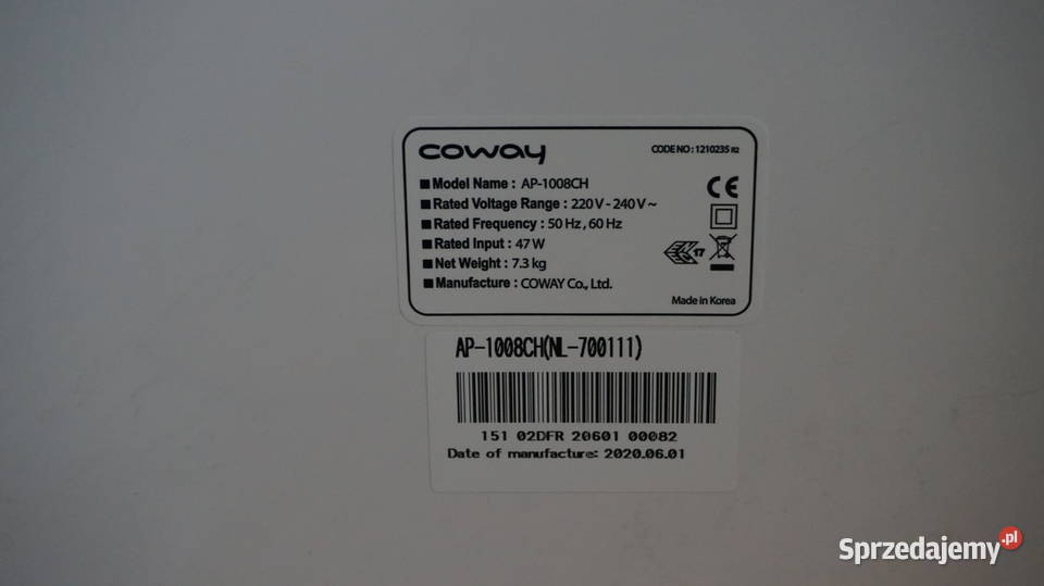 oczyszczacz powietrza Coway AP1008CH 50 ceny Grabowo