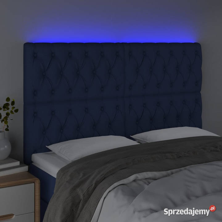 Zagłówek do łóżka z LED niebieski 160x7x118128