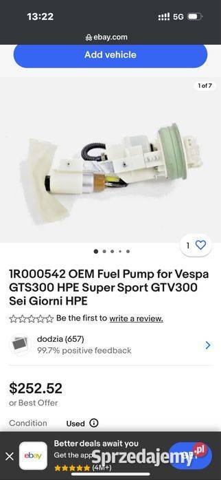 1R000542 OEM Pompa Paliwa Piaggio Vespa GTS300 Poznań